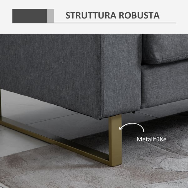 Soffa, 200x82x78 cm, Mörkgrå