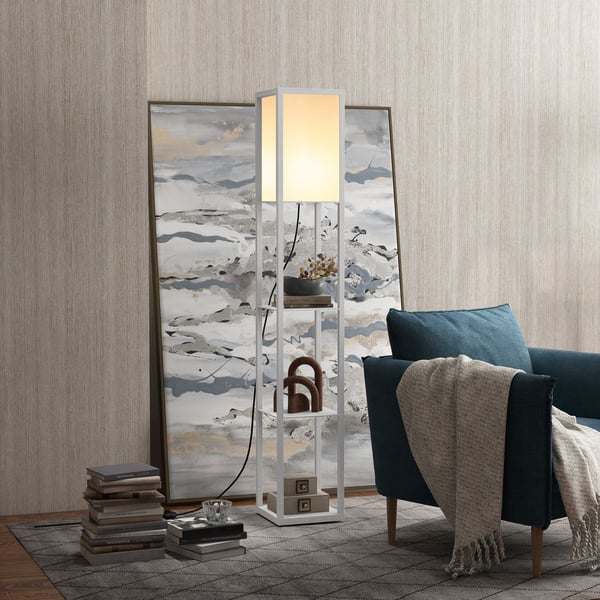Gulvlampe, 26x26x160 cm, Hvid