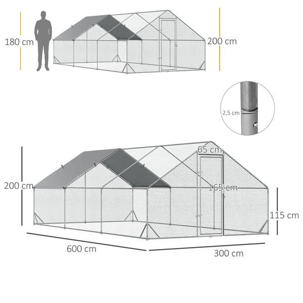 Kanojen ulkotarha, 300x600x200 cm, harmaa