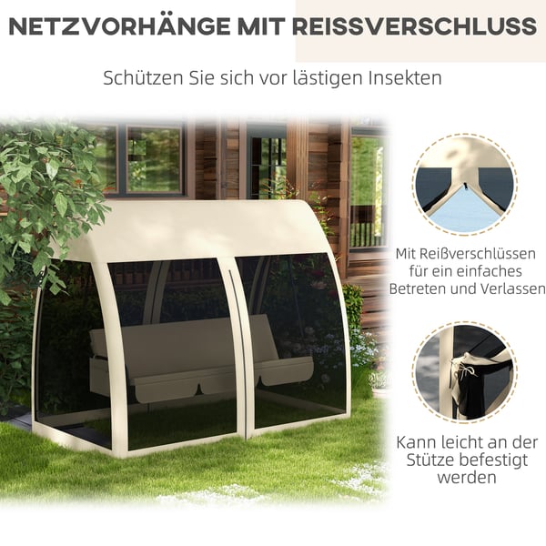 Verandasving, 2-i-1 Hollywood gyngeseng, 240x140x197 cm, Brun