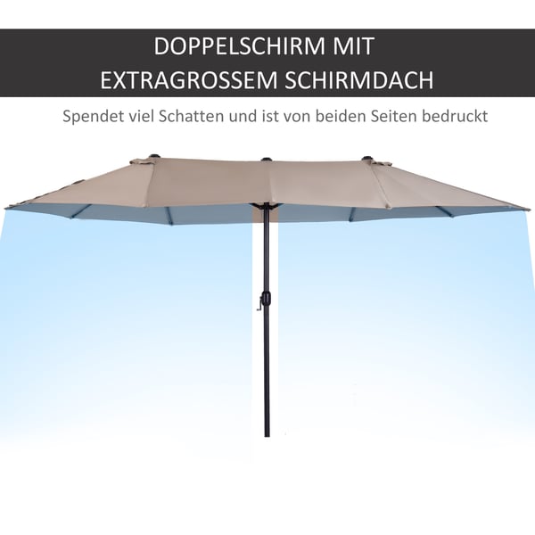 Dobbelt Terrasseparasol, 460x270x240 cm, Lysebrun