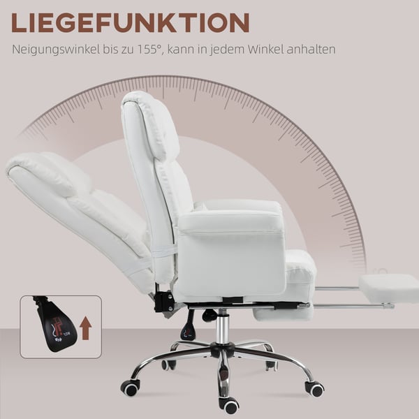 Kontorstol, 69x65x107-115 cm, Hvid