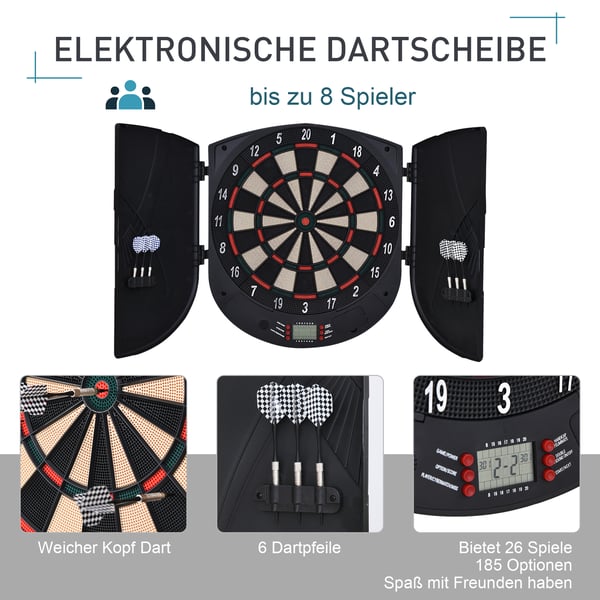 Elektronisk dartskive, 50x44x4,4 cm, Sort, Plastik