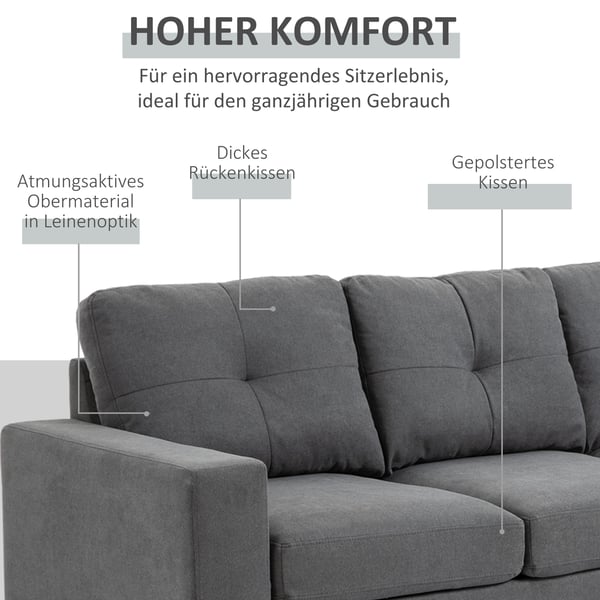 Hjørnesofa, 193x136x85 cm, Grå