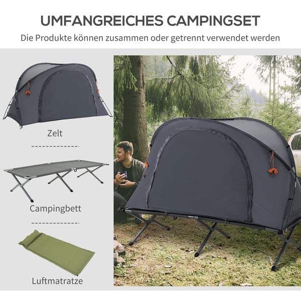 Campingbädd, 200x86x147 cm, Grå