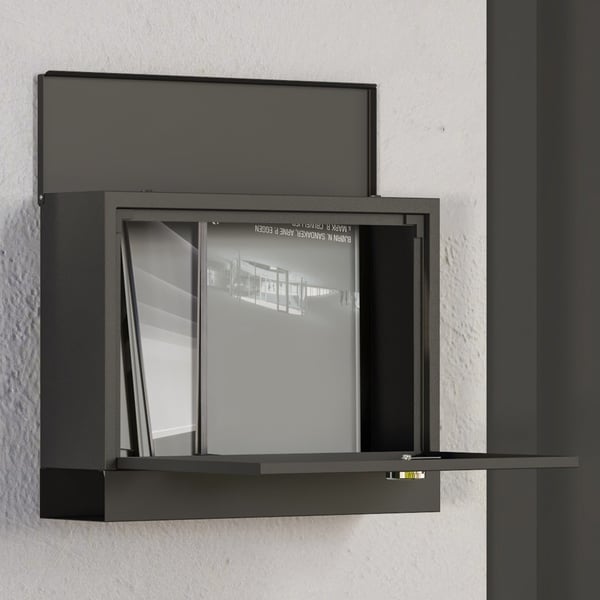Postkasse, Metal, 36,5x11,5x29 cm, Sort
