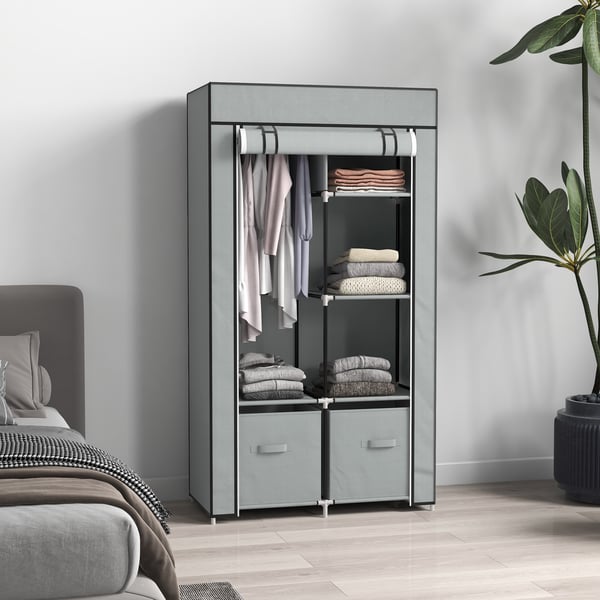Stofgarderobe, 83x42,5x162,5 cm, Lysegrå