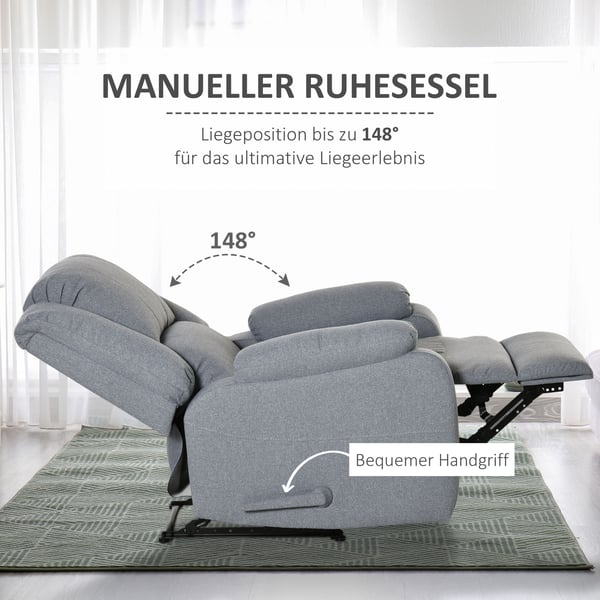 Reclinerstol, 90x96x98 cm, Grå