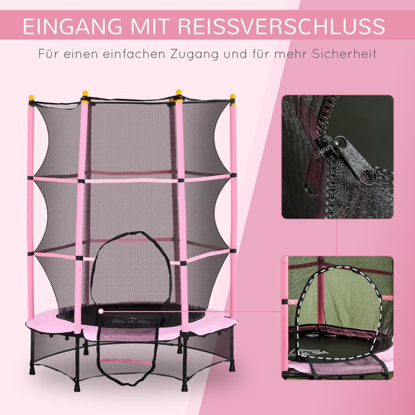 Børnetrampolin, 140x140x190 cm, Pink