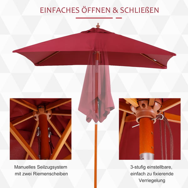 Parasol, 200x150x230 cm, Rød