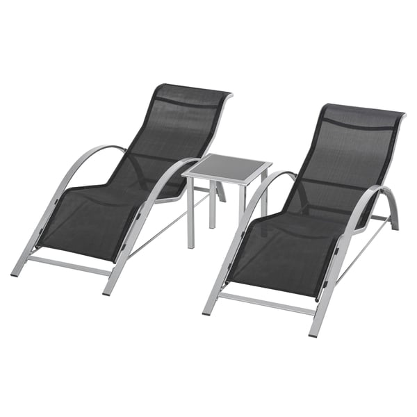 Haveloungesæt, 3-delt metalskærm, 59x169x66 cm, sort