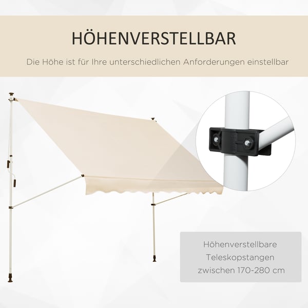 Ulosvedettävä markiisi, 300x150x170-280 cm, Beige