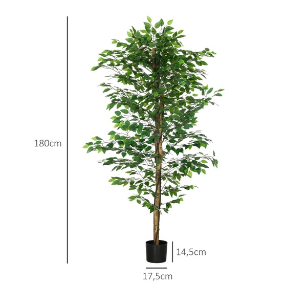 Konstgjord Ficus Träd 180 cm Grön, plast