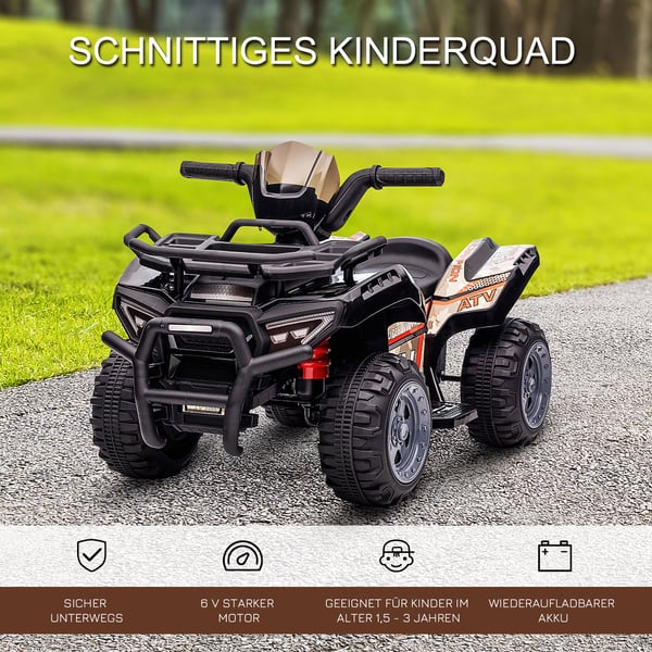 Elektrisk Ride-On ATV, 70x42x45 cm, Sort
