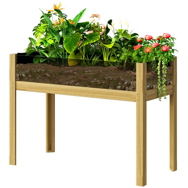 Hævet Plantekasse, 110x50x80 cm, Naturligt Træ