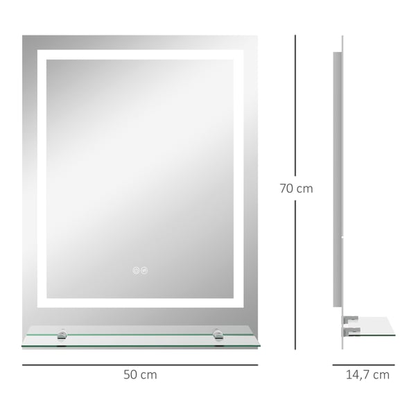 Badrumsspegel, 70x50x2,7 cm, Transparent