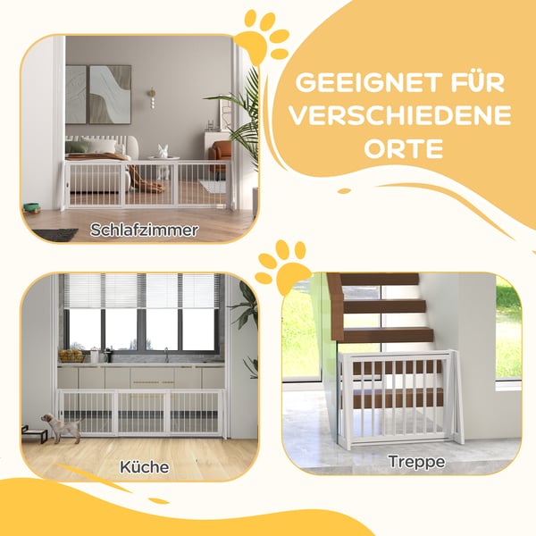Hundegitter, 71-190x38,5x56 cm, Hvid