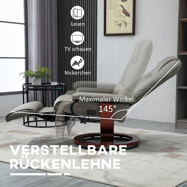 Fåtölj med recliner, 78x87x100 cm, Grå
