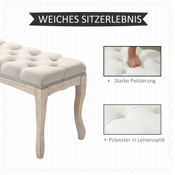 Polstret bænk, 110x40x48 cm, beige