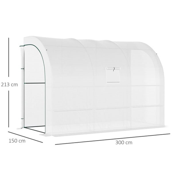Drivhus, 300x150x213 cm, Hvid