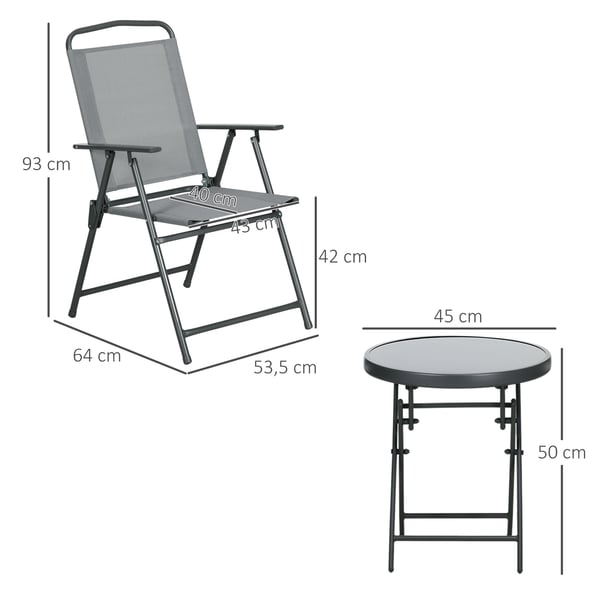 Ulkokalusteet, Bistro-setti, 53,5x64x93 cm, Vaaleanharmaa