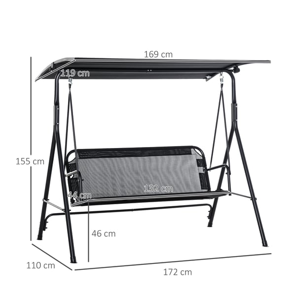 Hammockgunga, 172x110x155 cm, Svart
