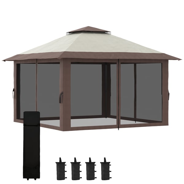 Sammenklappelig Pavillon, 392x392x283 cm, Beige