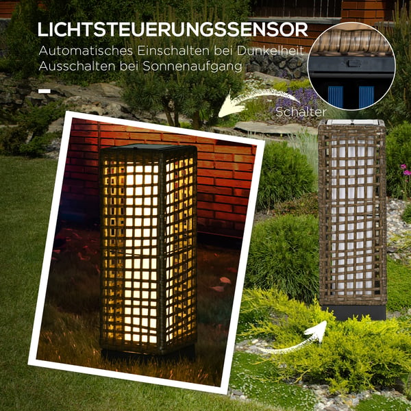 Solcelle udendørslampe, 15.5x15.5x46 cm, Sort