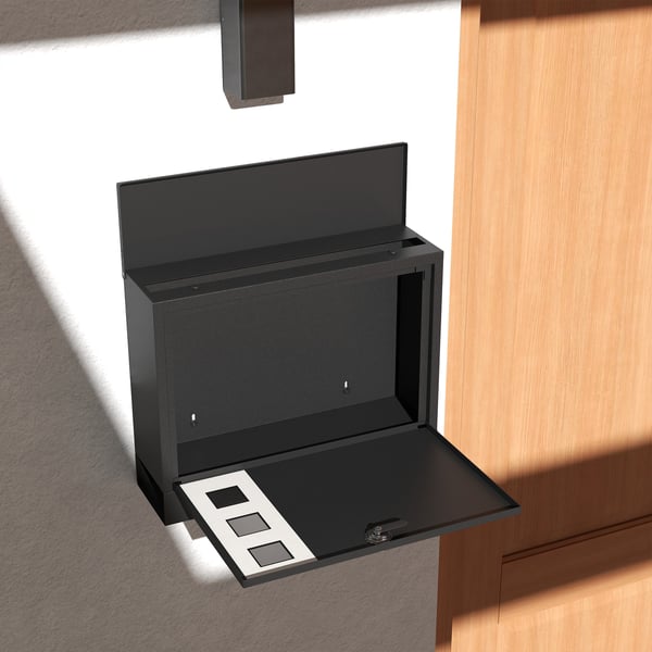 Postkasse, Metal, 36,5x11,5x29 cm, Sort