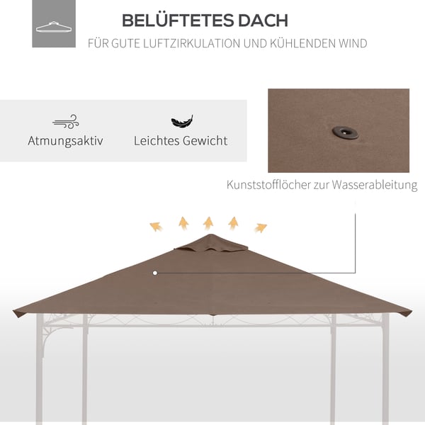 Pavillon erstatningsdug, 298x295 cm, brun