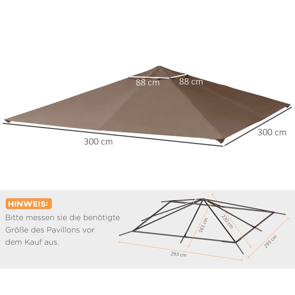 Pavillon erstatningsdug, 298x295 cm, brun