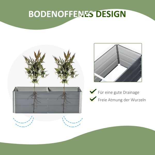 Højbeds plantekasse, 125x47x40 cm, Grå