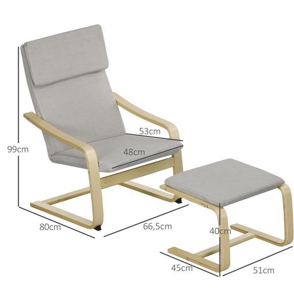 Loungestol Sæt, 66,5x80x99 cm, Lysegrå