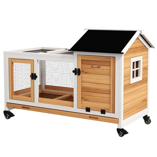 Litet djurhus 108x58x73,5 cm gul, trä