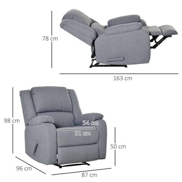 Reclinerstol, 90x96x98 cm, Grå
