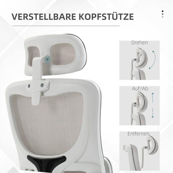 Kontorstol, 60x59x114-122 cm, Grå