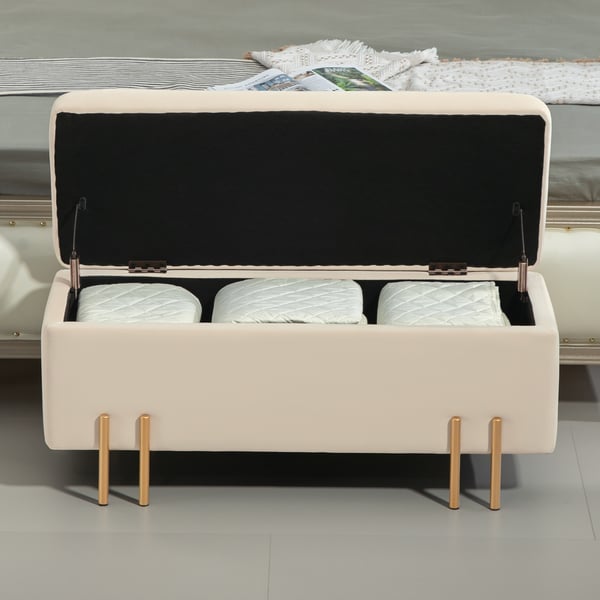 Opbevaringsbænk, 100x40x42 cm, Beige