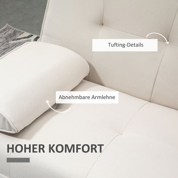 Soffa med bäddfunktion, 181x77x78 cm, Beige