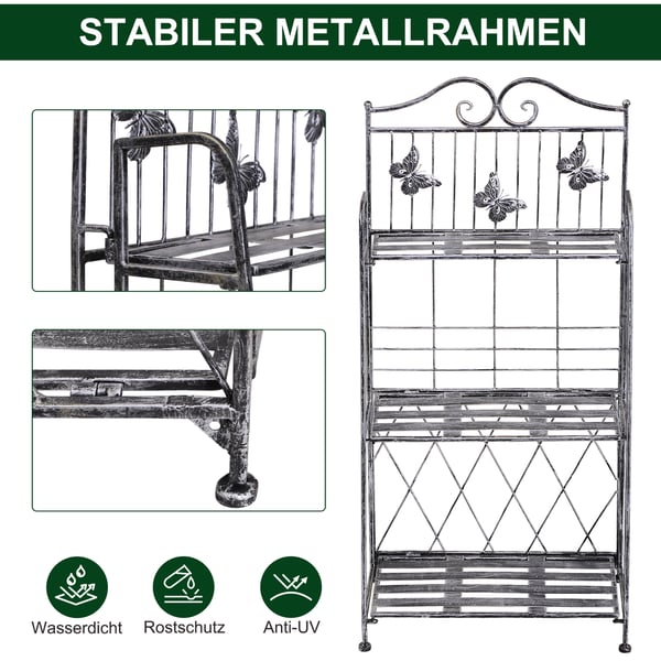 Planteholder, 44x25x96 cm, Sølv