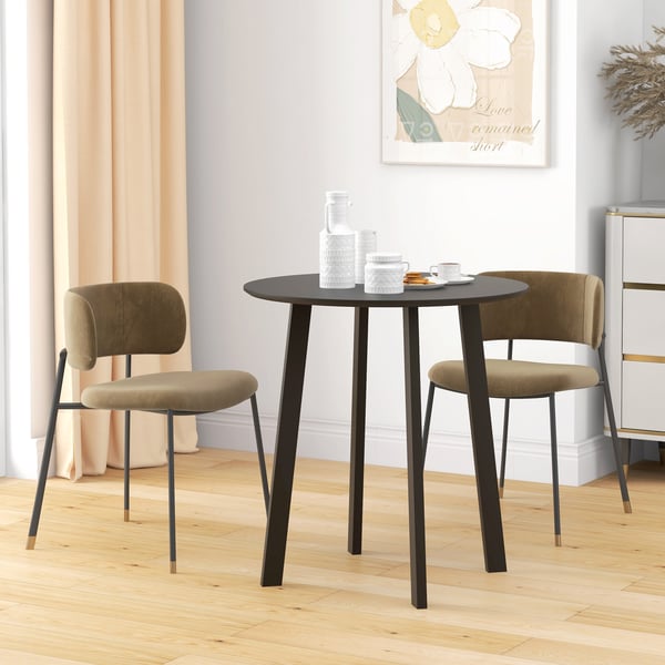 Spisebord, rundt køkkenbord, 72x72x75 cm, sort