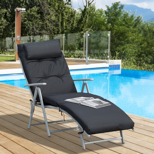 Strandliggestol, 137x63,5x100,5 cm, Sort