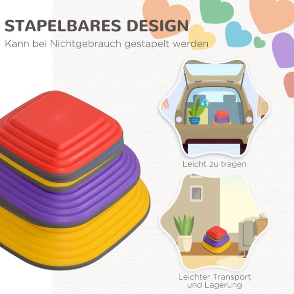 Balance Sten, 21,5x21,5x4 cm, 29x29x8,5 cm, 34,3x34,3x5,5 cm, Multifarvet