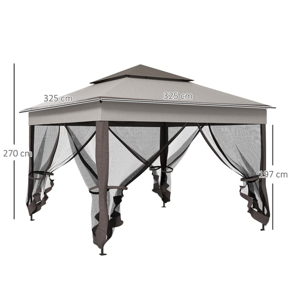 Hopfällbart paviljong, 325x325x270 cm, krämvit