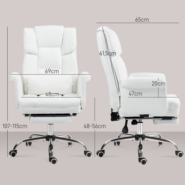Kontorstol, 69x65x107-115 cm, Hvid