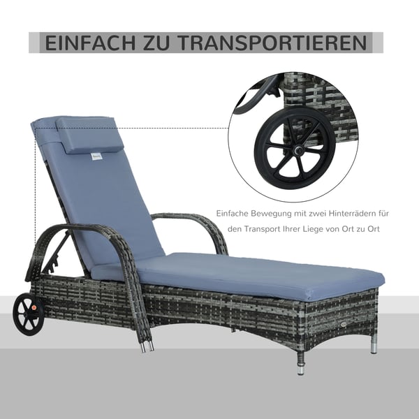 Solstol, 200x73x30-103 cm, Grå