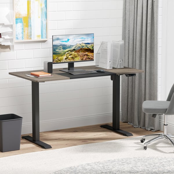 Elektrisk skrivebordsstel, højdejusterbart, 140x70x72-116 cm, natur sort
