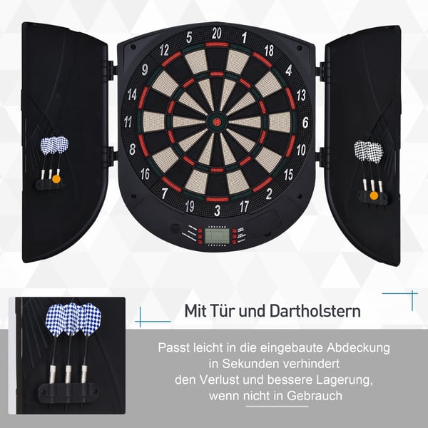 Elektronisk dartskive, 50x44x4,4 cm, Sort, Plastik