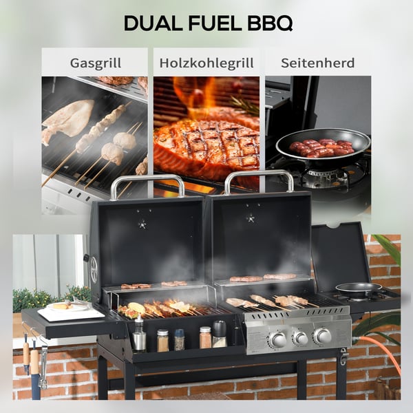 Gasolgrill, 161x53x101 cm, Svart