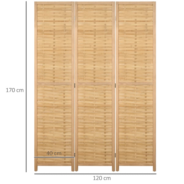 Rumdeler, foldbar bambusskærm, 120x170 cm, naturligt træ