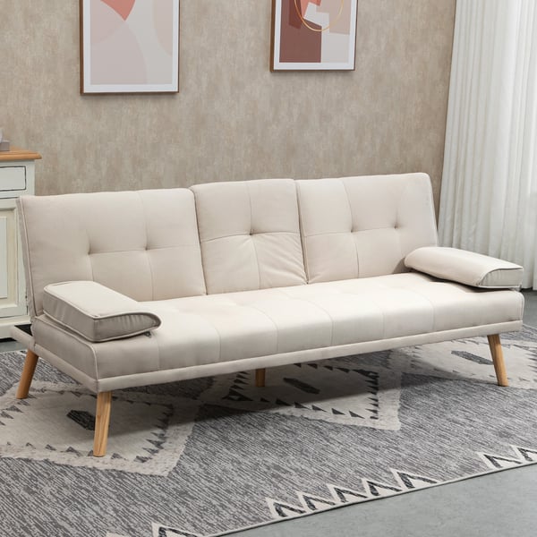 Soffa med bäddfunktion, 181x77x78 cm, Beige